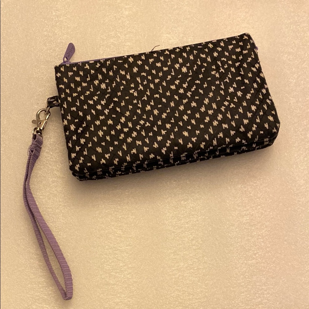 Thirty-One Black and Purple Wristlet Clutch